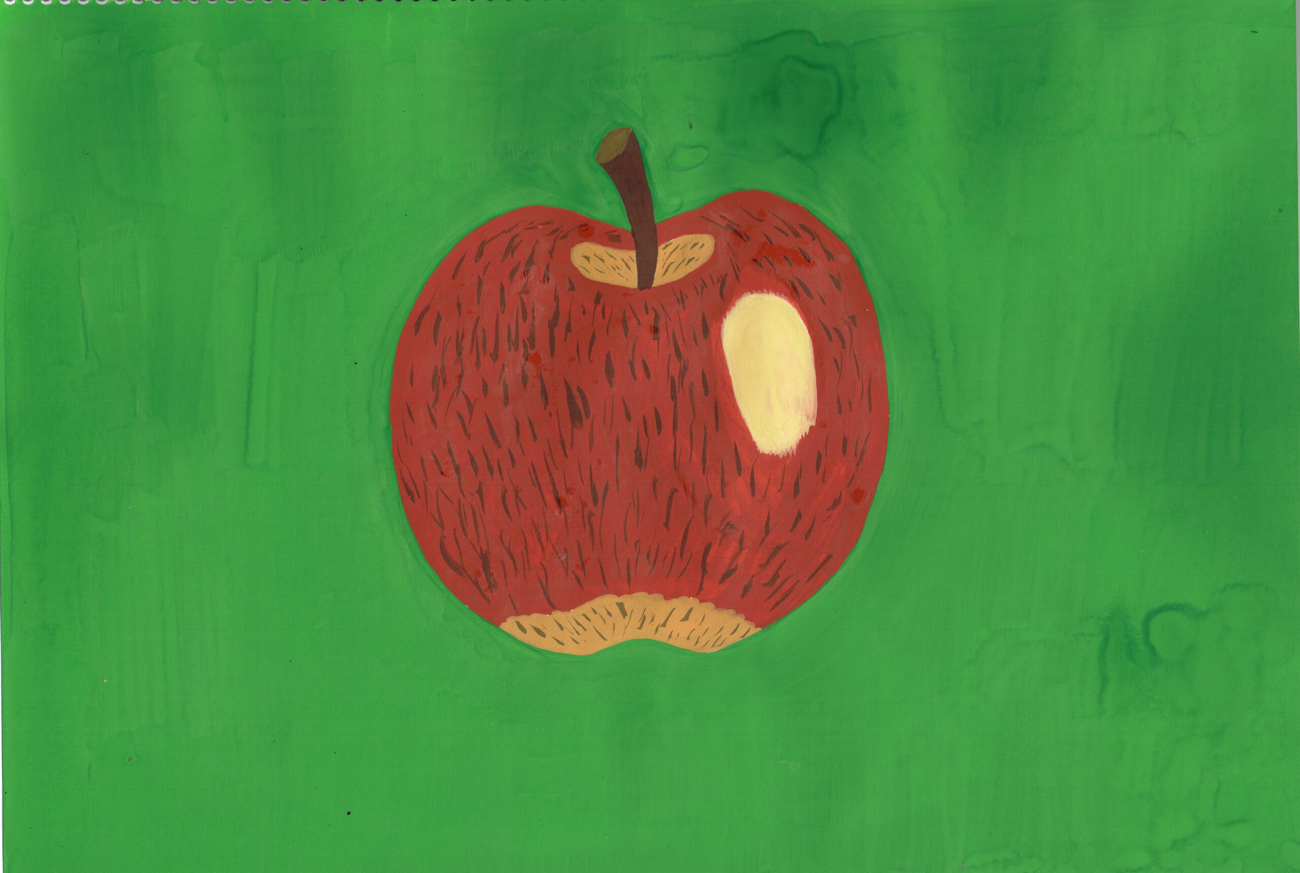 初心者向け ポスターカラーで色塗りするリンゴの手書きイラスト 初心者向け ポスターカラーで色塗り リンゴの手書きイラスト